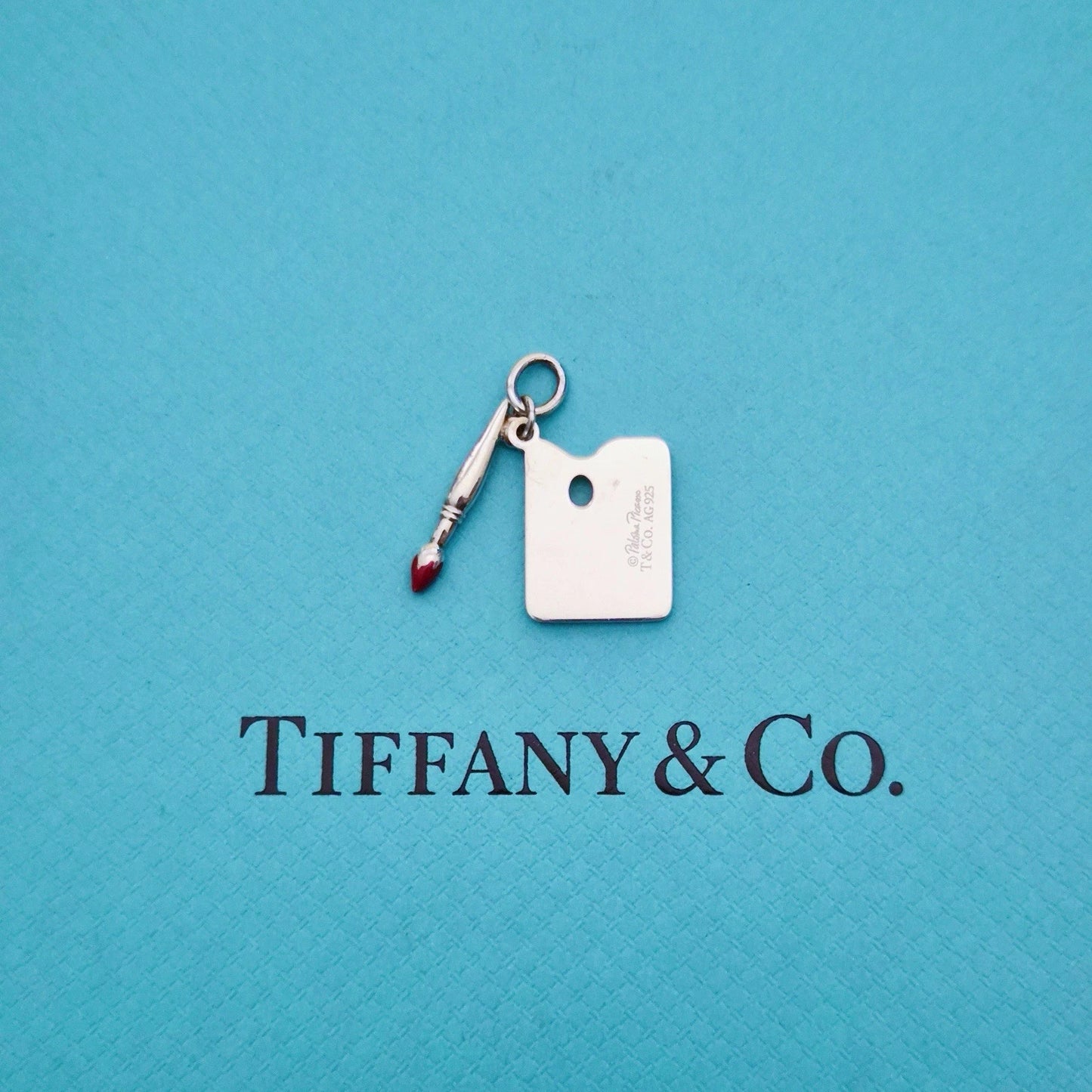 RARE Tiffany & Co. Paloma Picasso Paint Palette Silver Enamel Charm Pendant