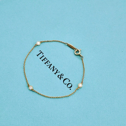 $2,175 Tiffany & Co. Elsa Peretti Diamond By The Yard 18k Yellow Gold Bracelet