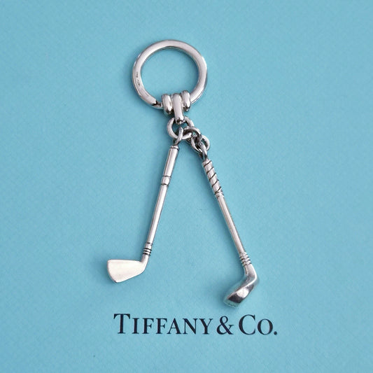 RARE Vintage Tiffany & Co. Sterling Silver Golf Club Key Ring Keychain