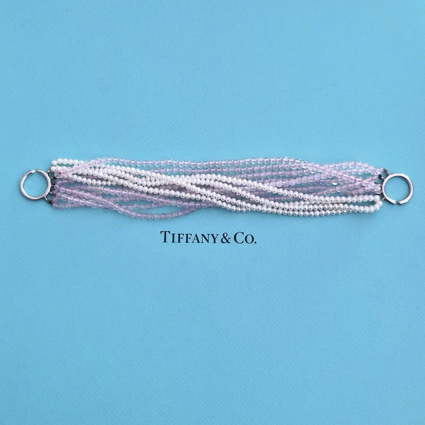 Vintage Tiffany & Co. Paloma Picasso Torsade Rose Quartz & Pearl Silver Bracelet