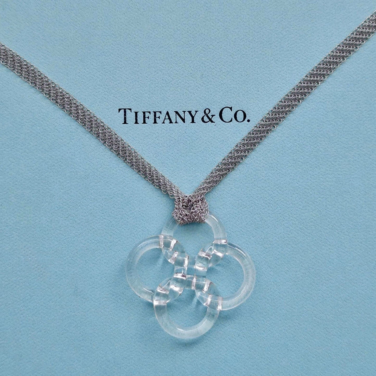 Vintage Tiffany & Co. Elsa Peretti Quadrifoglio Rock Crystal Pendant Necklace