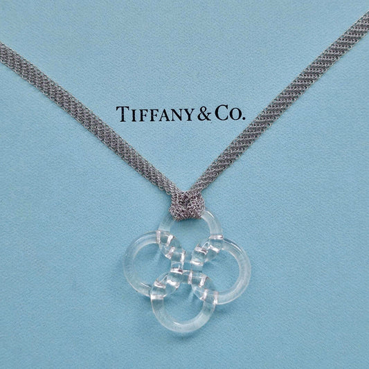 Vintage Tiffany & Co. Elsa Peretti Quadrifoglio Rock Crystal Pendant Necklace