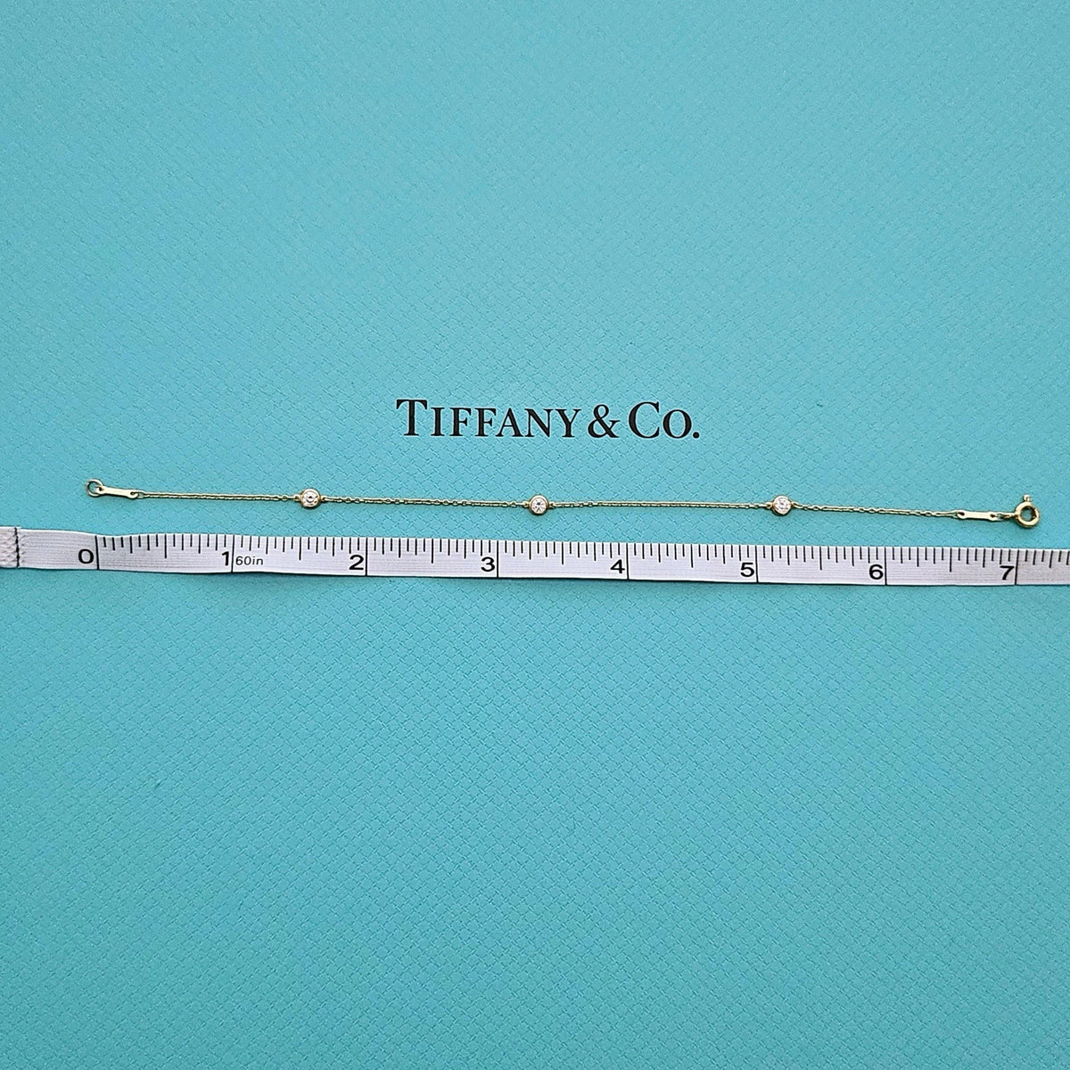 $3,400 Tiffany & Co. Elsa Peretti Diamond By The Yard 18k Yellow Gold Bracelet