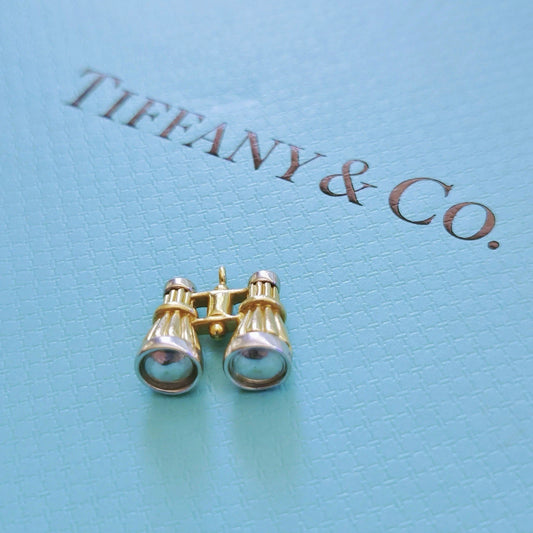 RARE Vintage Tiffany & Co. 18k Yellow Gold White Gold Binoculars Pendant Charm