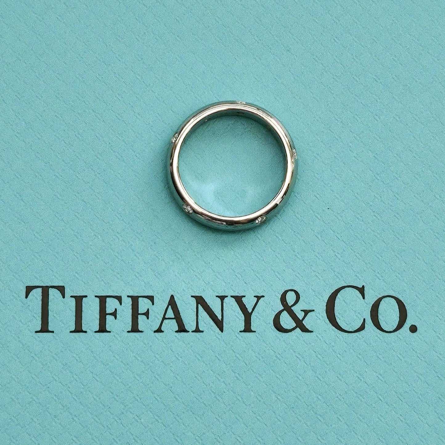 $3,300 Tiffany & Co. Etoile Platinum Diamond 4mm Wedding Anniversary Band Ring
