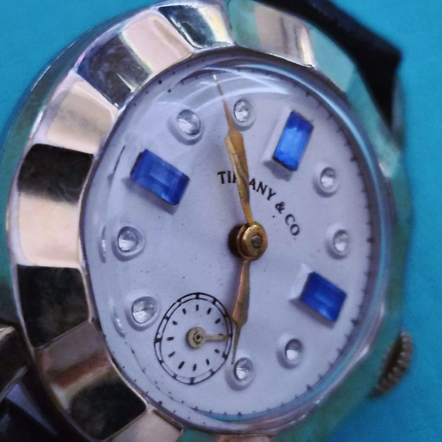 RARE Vintage Tiffany & Co. Manual Winding Watch Blue Sapphire Diamond For Parts