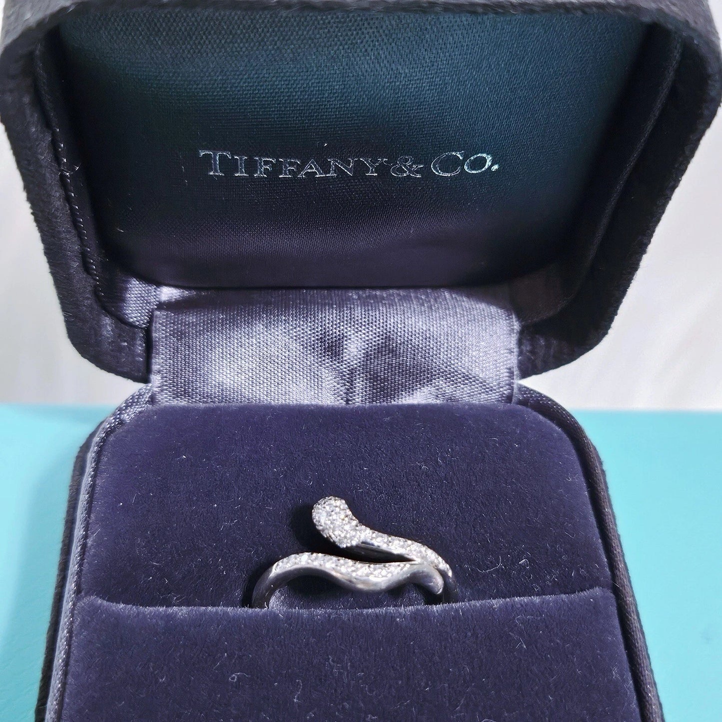 RARE Vintage Tiffany & Co. Elsa Peretti Platinum Diamond Snake Wrap Ring Band