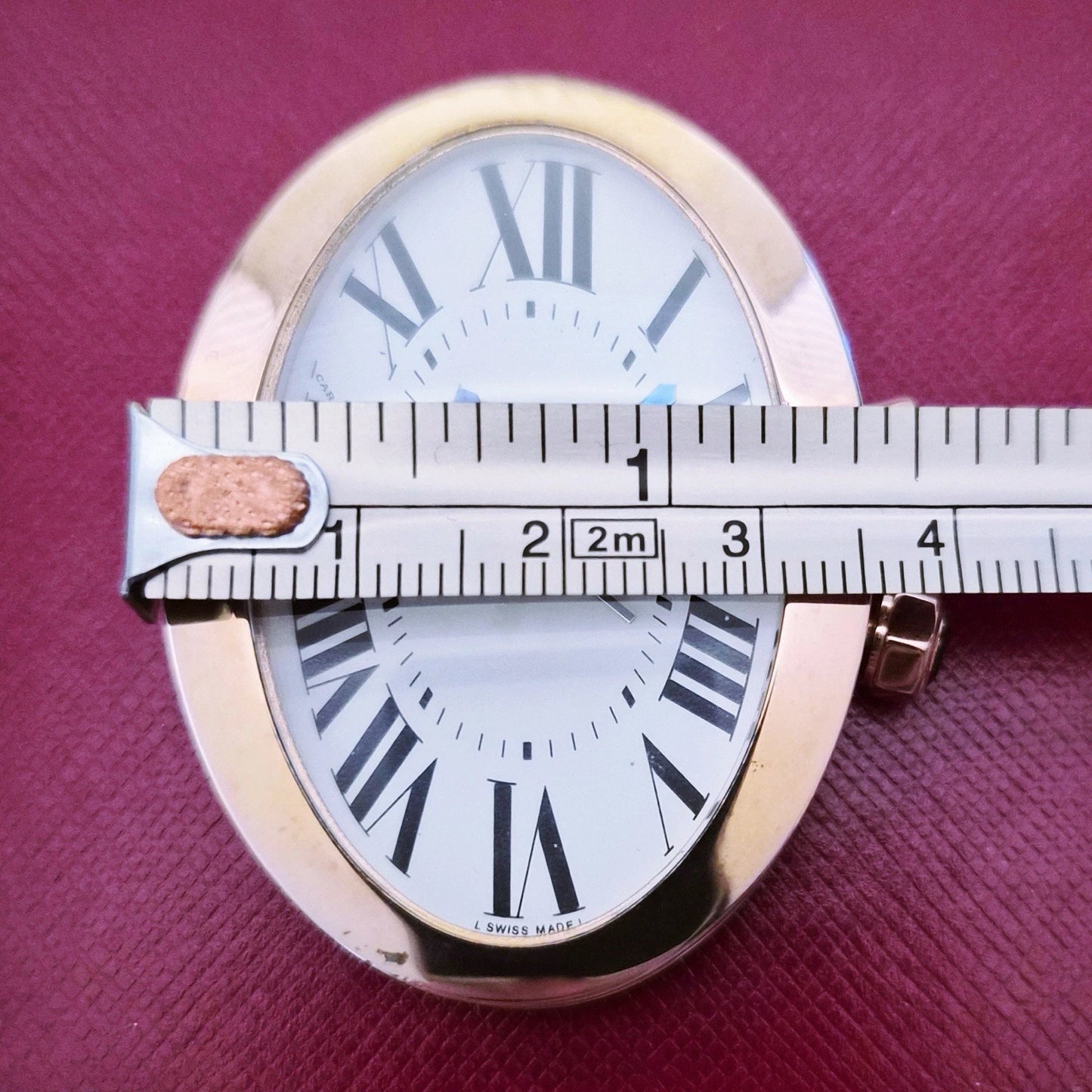 Vintage Cartier Baignoire Travel Desk Clock Swiss Made Rose Gold Tone w/ Box