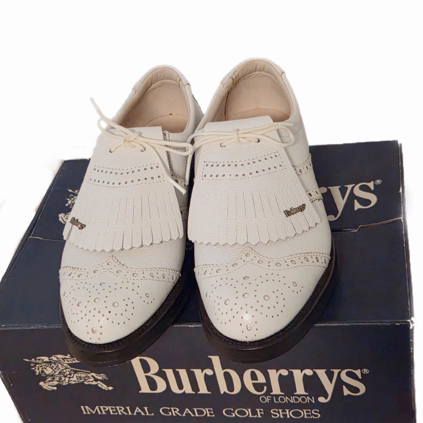 RARE Vintage Burberrys of London Imperial Grade Golf Shoes 24.5E Japan W/ Box