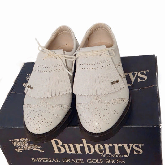RARE Vintage Burberrys of London Imperial Grade Golf Shoes 24.5E Japan W/ Box