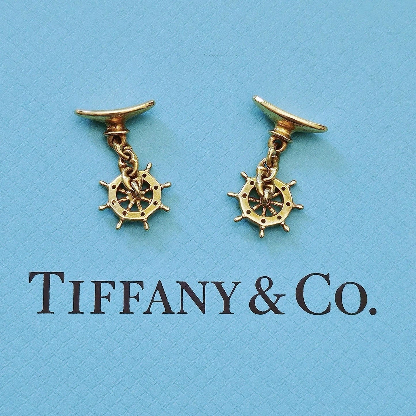 RARE Vintage Tiffany & Co. x Ralph Lauren 18k Yellow Gold Ship’s Wheel Cufflinks