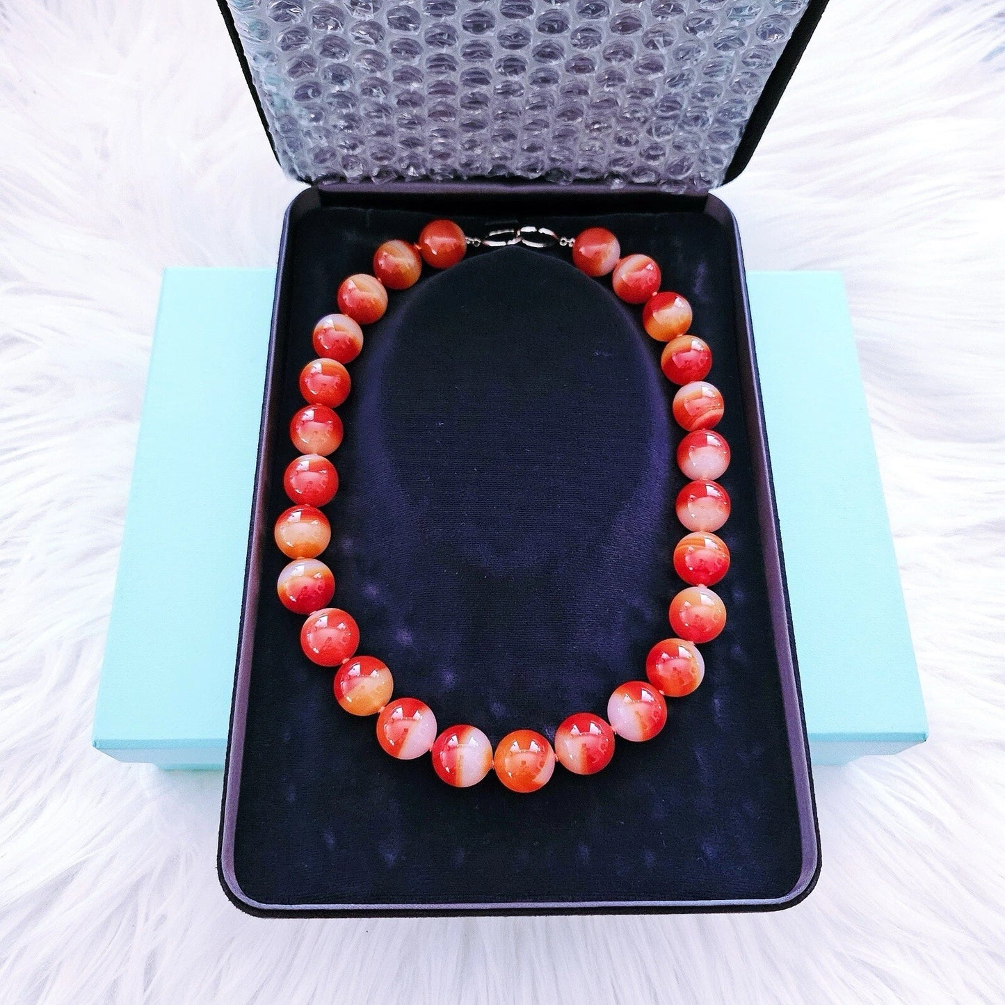 RARE Tiffany & Co. Paloma Picasso 16mm Red Agate Bead Gemstone Silver Necklace