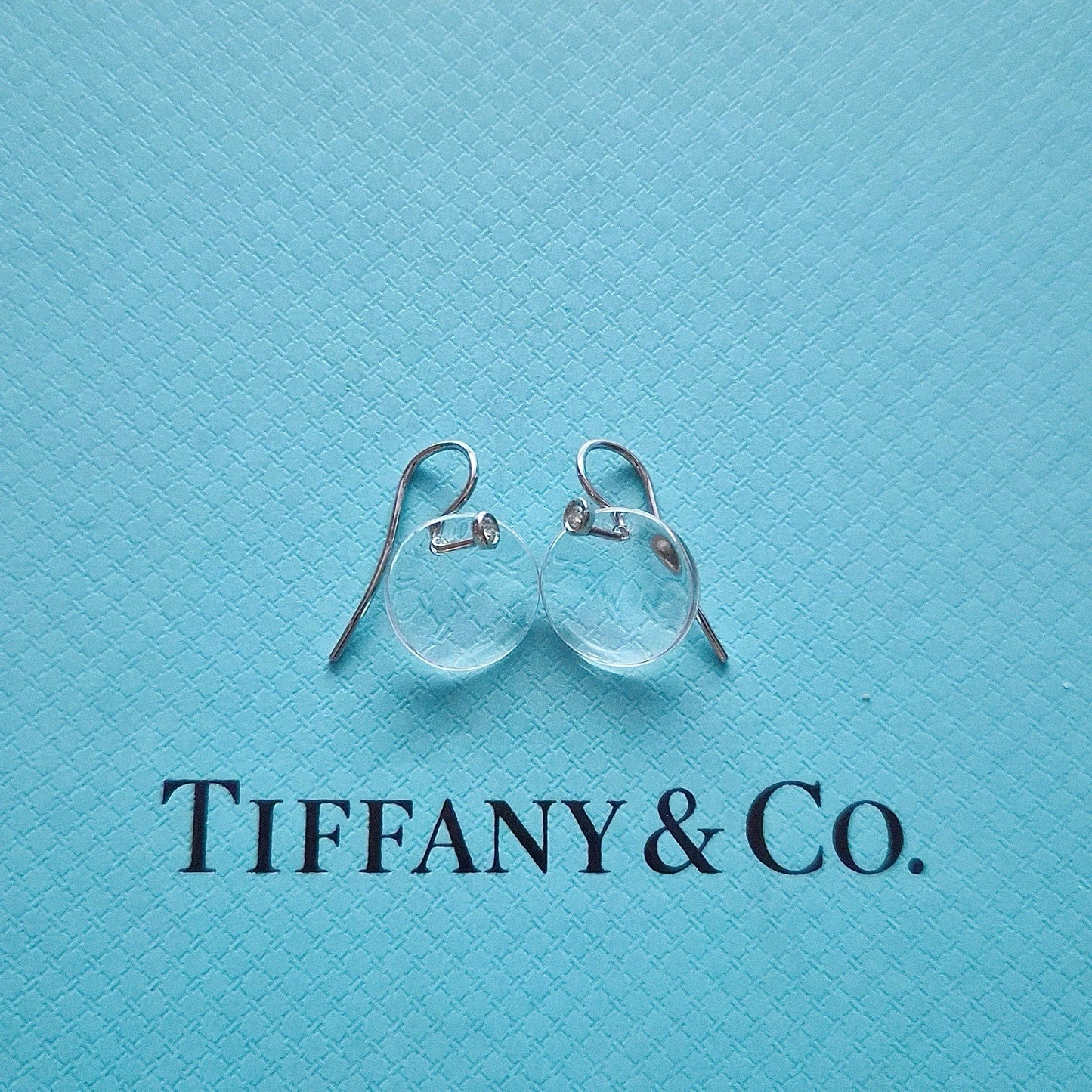 RARE Tiffany & Co. Elsa Peretti Platinum Diamond Rock Crystal Drop Earrings