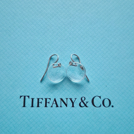 RARE Tiffany & Co. Elsa Peretti Platinum Diamond Rock Crystal Drop Earrings