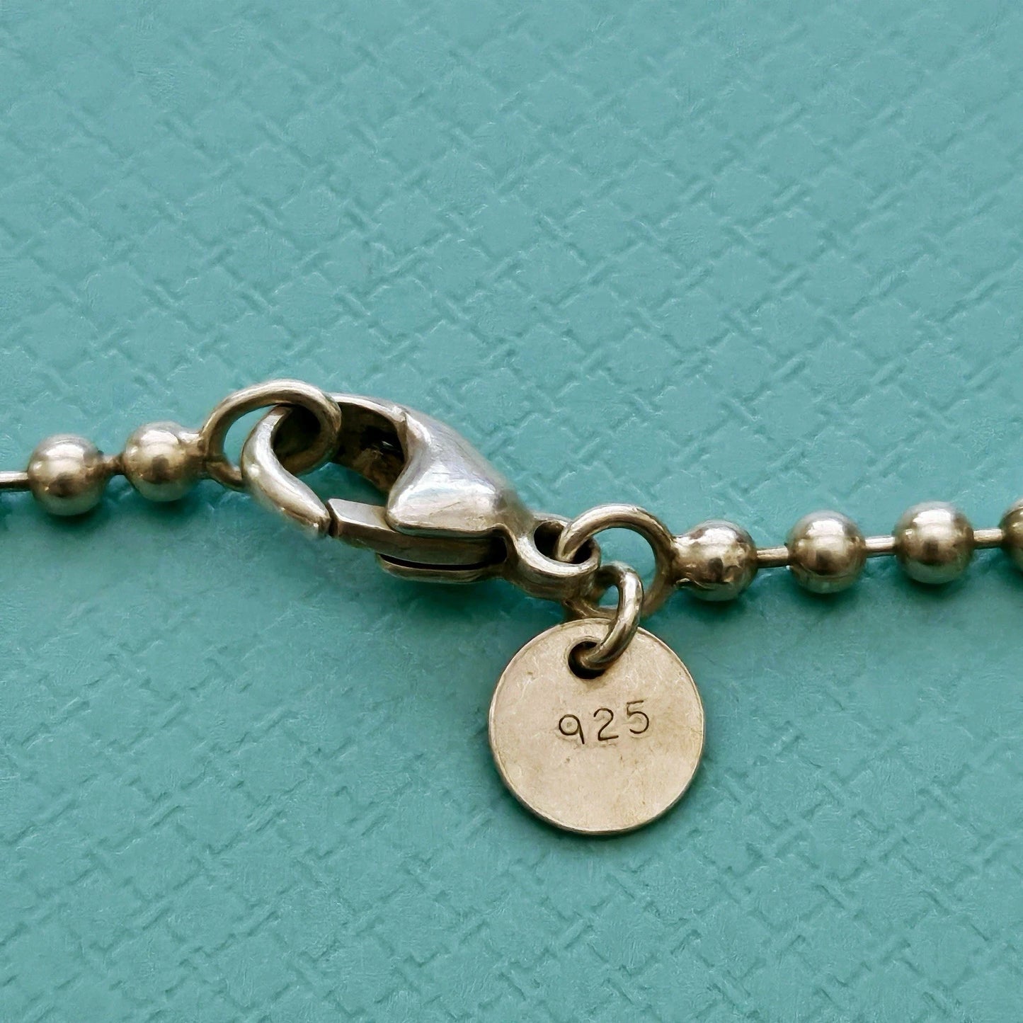 Vintage Tiffany & Co. Please RTT Large Heart Tag Pendant Long Beaded Chain Necklace