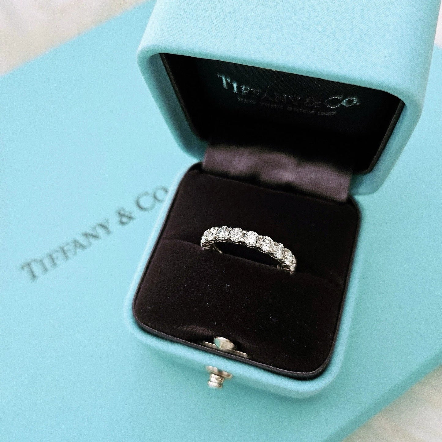$12,700 Tiffany & Co. Eternity Embrace Forever Platinum 1.64ct Diamond Band 3mm