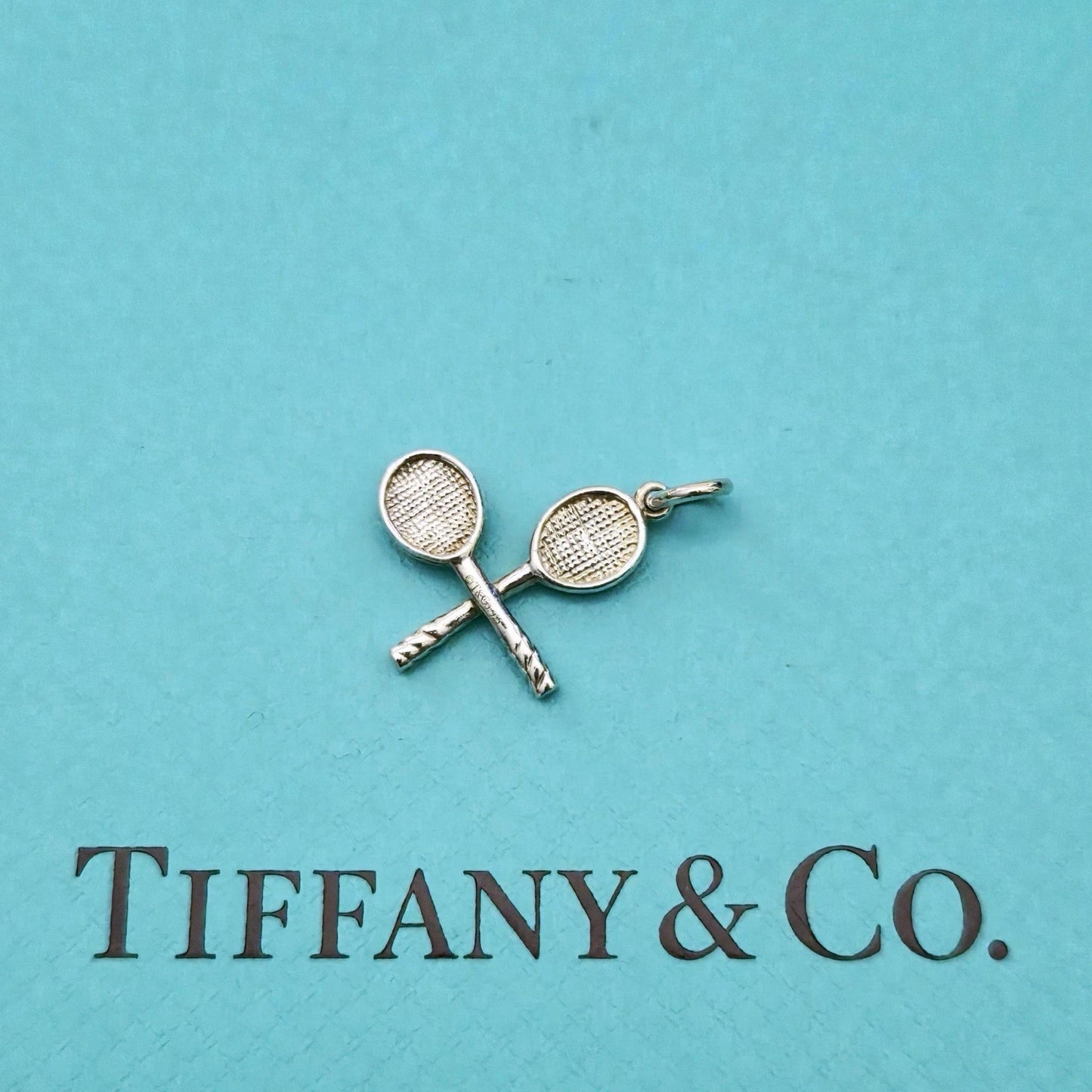 Retired Tiffany & Co Sterling Silver Tennis Racquet Racket Ball Charm Pendant