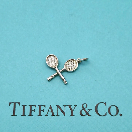 Retired Tiffany & Co Sterling Silver Tennis Racquet Racket Ball Charm Pendant