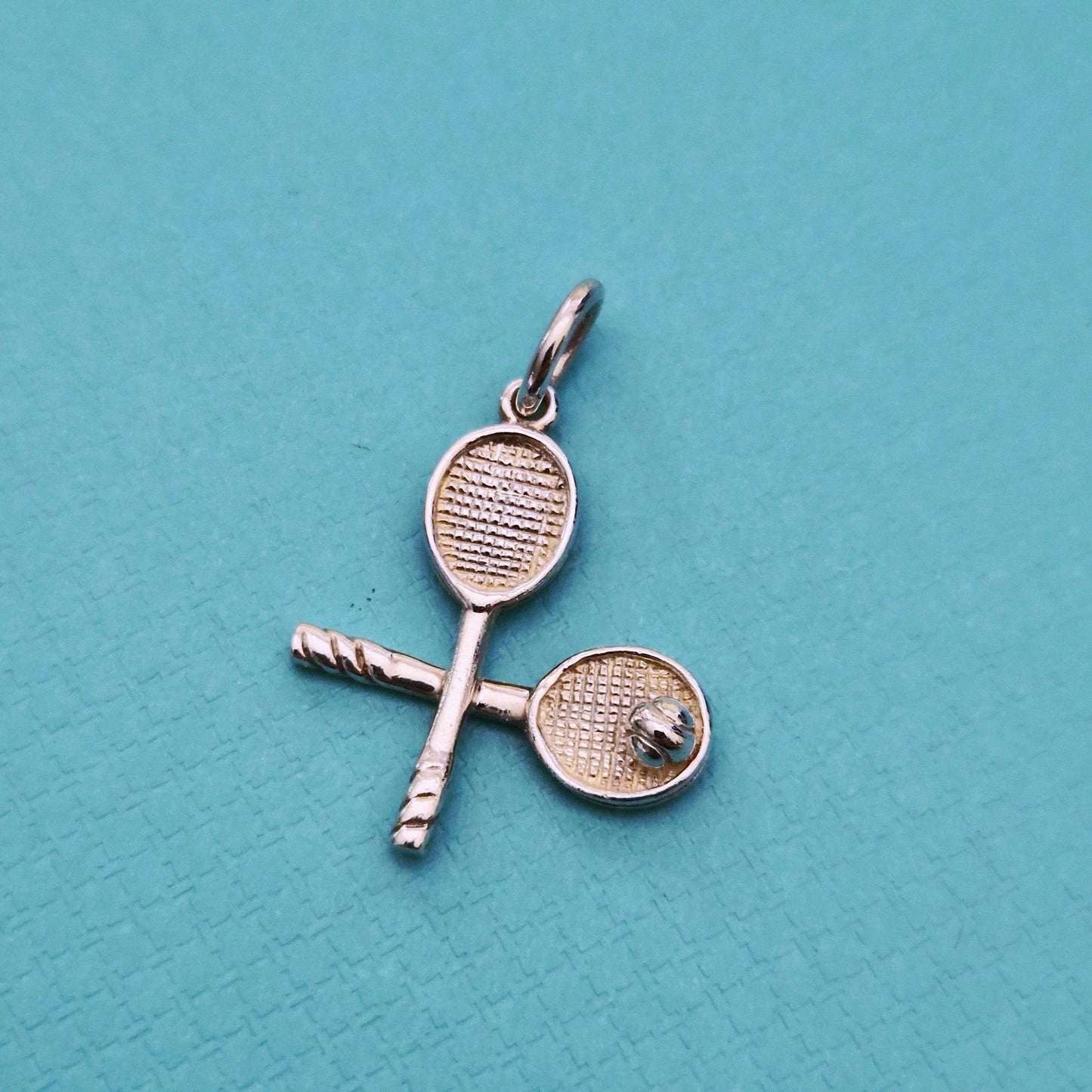 Retired Tiffany & Co Sterling Silver Tennis Racquet Racket Ball Charm Pendant