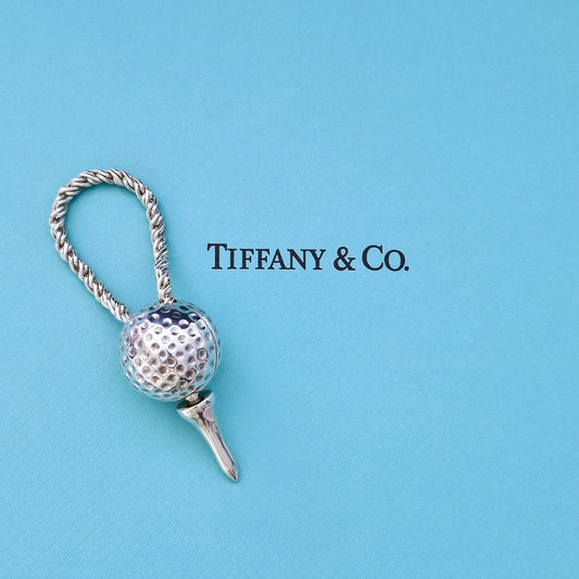 OOAK Vintage 1980s Tiffany & Co. Golf Ball and Tee Silver Key Ring