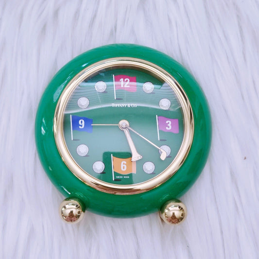 RARE Vintage Tiffany & Co. Golf-Themed Children Alarm Table Clock Quartz Movement