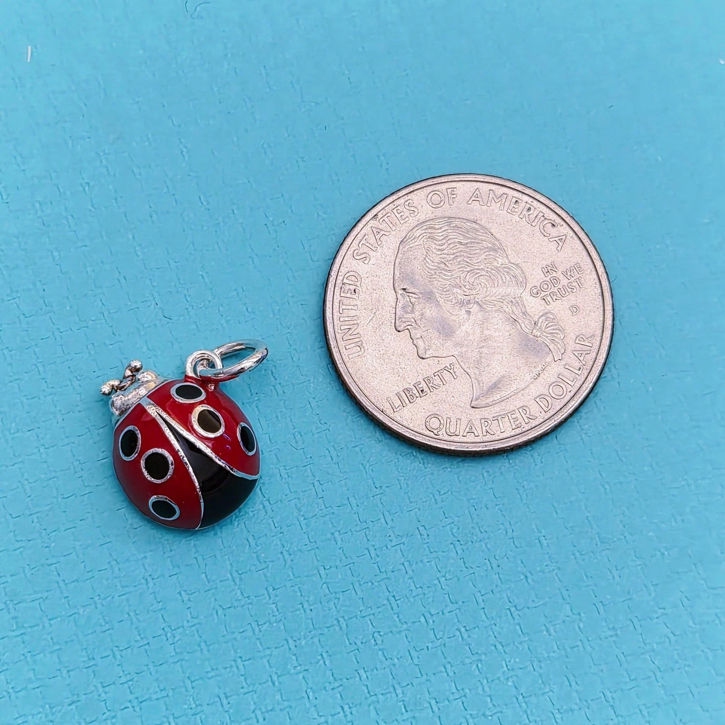 RARE Retired Tiffany & Co. Red Black Enamel Small Ladybug Pendant Charm