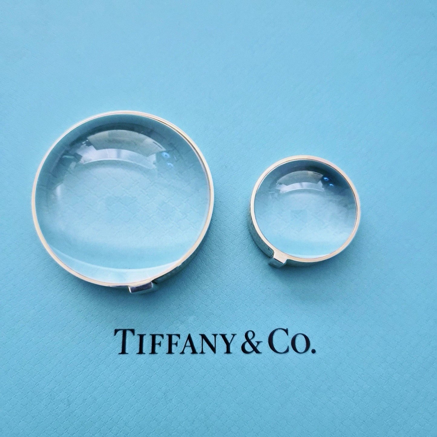 RARE Tiffany & Co. Everyday Objects Enamel Silver Magnifying Domed Paperweights