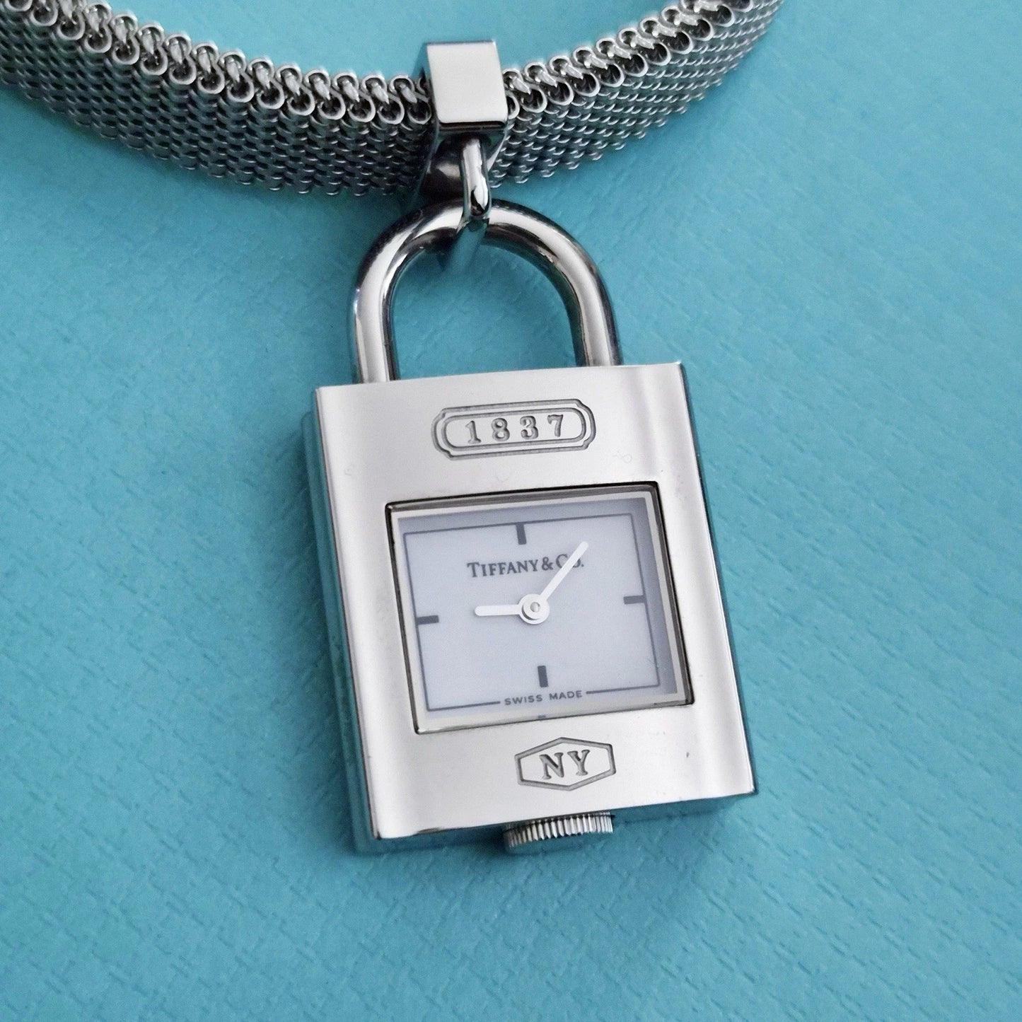 Tiffany & Co. 1837 Padlock Watch Stainless Steel Stretch Bracelet Wristwatch