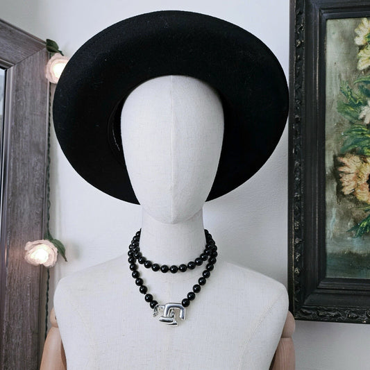 Vintage 1986 Tiffany & Co Paloma Picasso Silver Square Toggle Onyx Bead Necklace