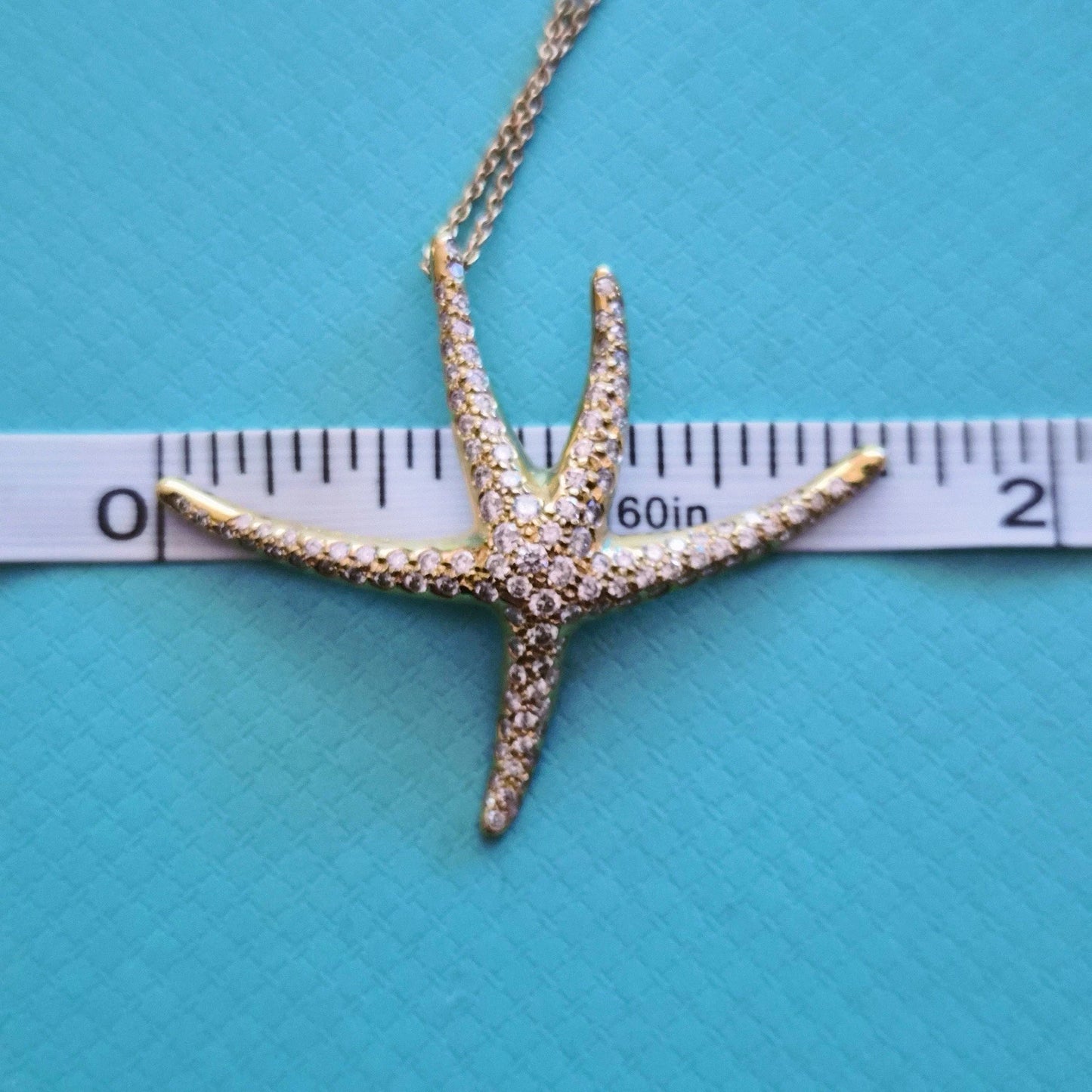 Vintage Tiffany & Co. Elsa Peretti 18k Pave Diamond Large Starfish Necklace