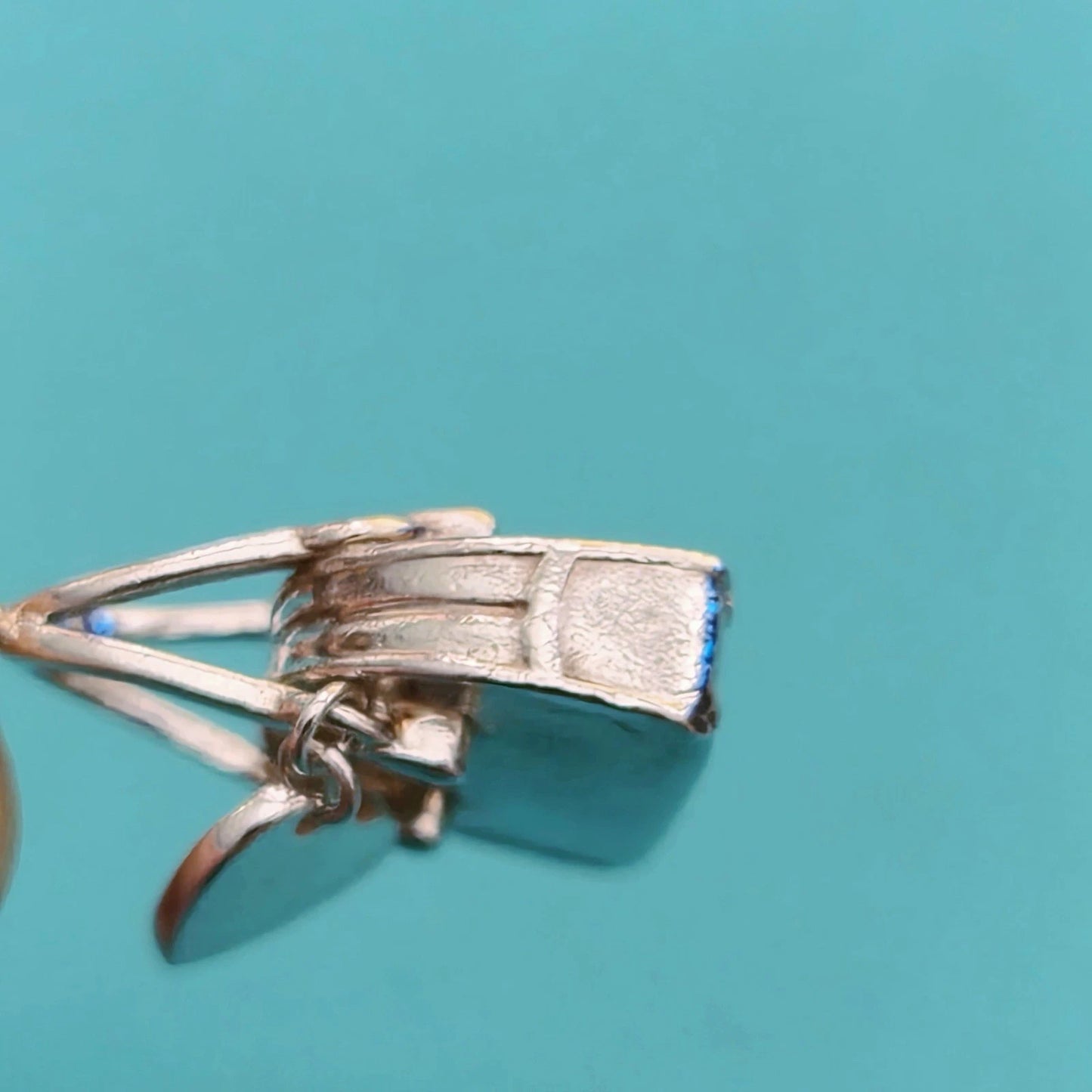 Retired Tiffany & Co. Purse Blue Enamel Sterling Silver Heart Bag Charm Pendant