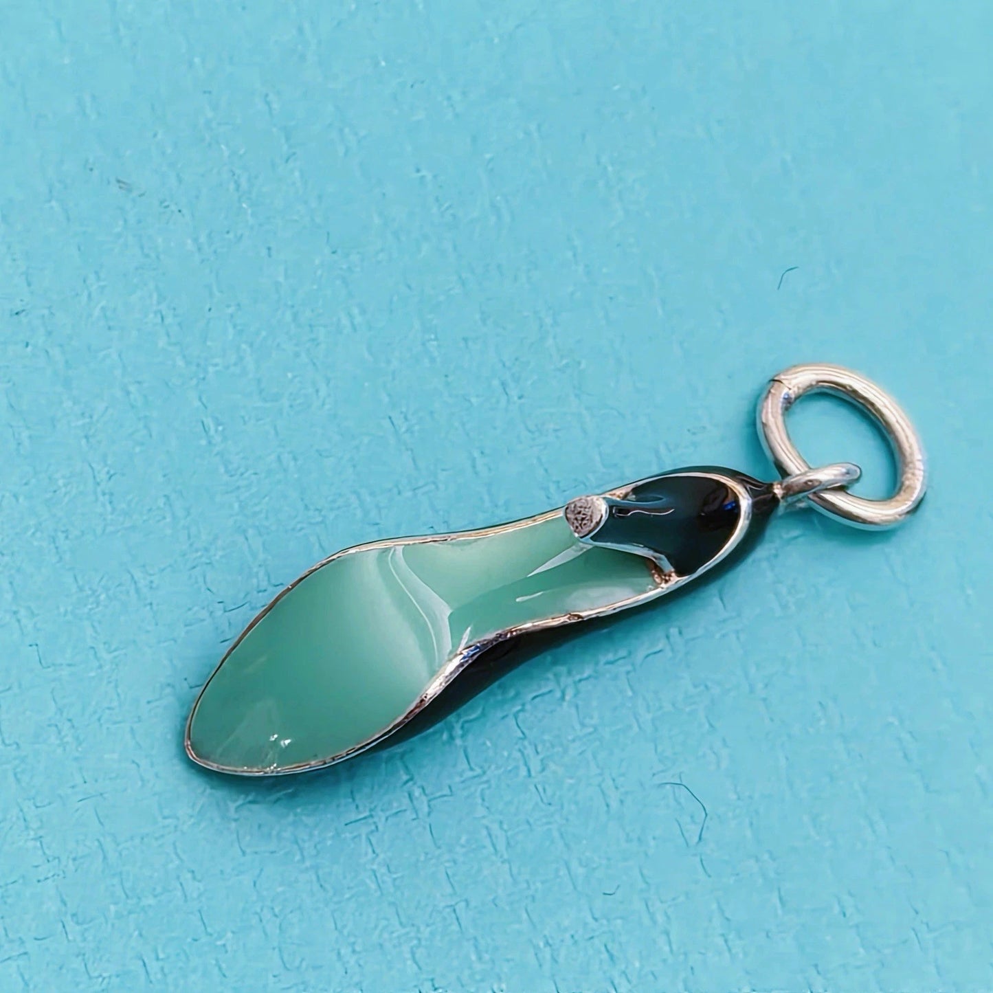 Tiffany & Co. Stiletto Black Blue Enamel High Heel Shoe Charm Pendant