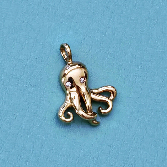 EXTREMELY RARE Tiffany & Co. 18k Yellow Gold Diamond Octopus Charm Pendant
