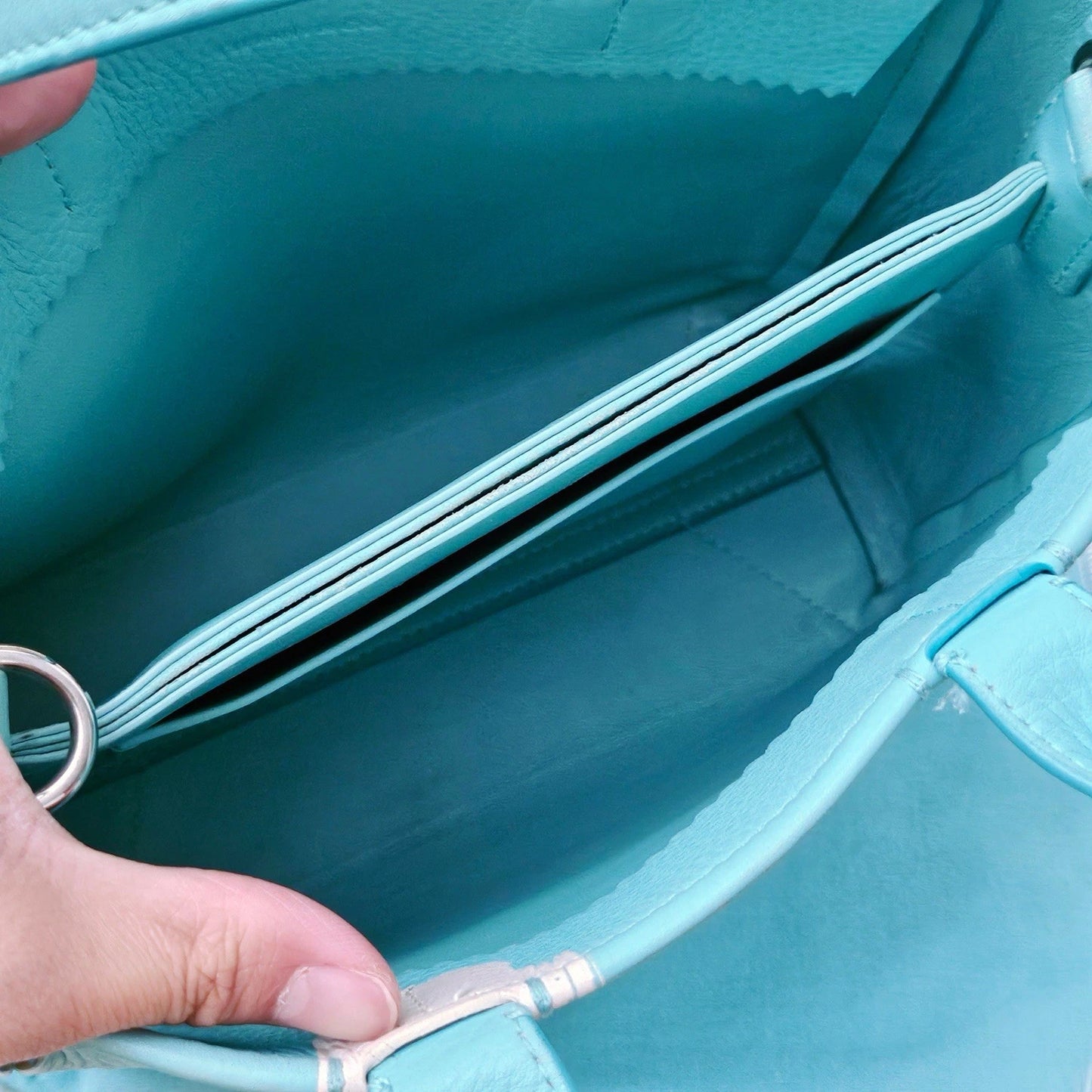 Super RARE Tiffany & Co. Micro White Brushtroke Grain Calfskin Leather Tote Bag