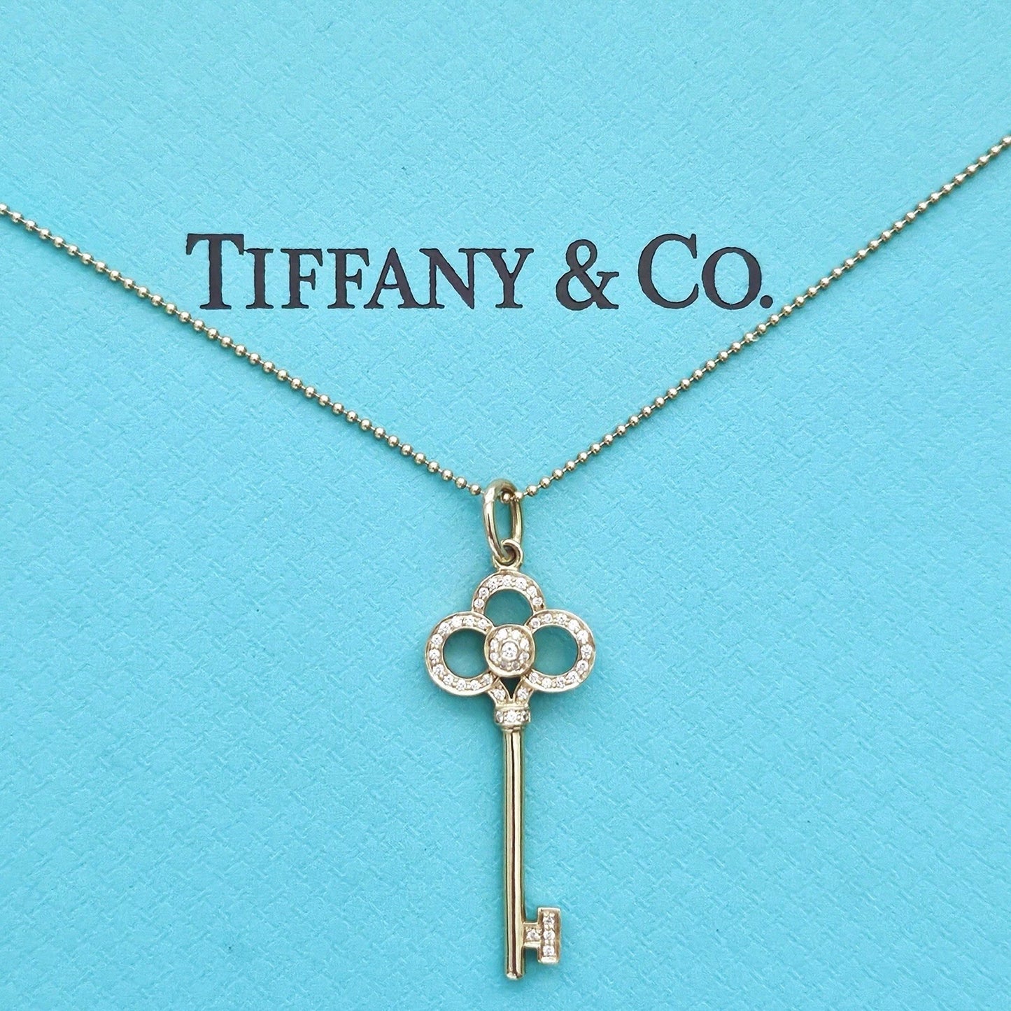 $4,800 Tiffany & Co. 18k Rose Gold Diamond Crown Key Pendant Necklace