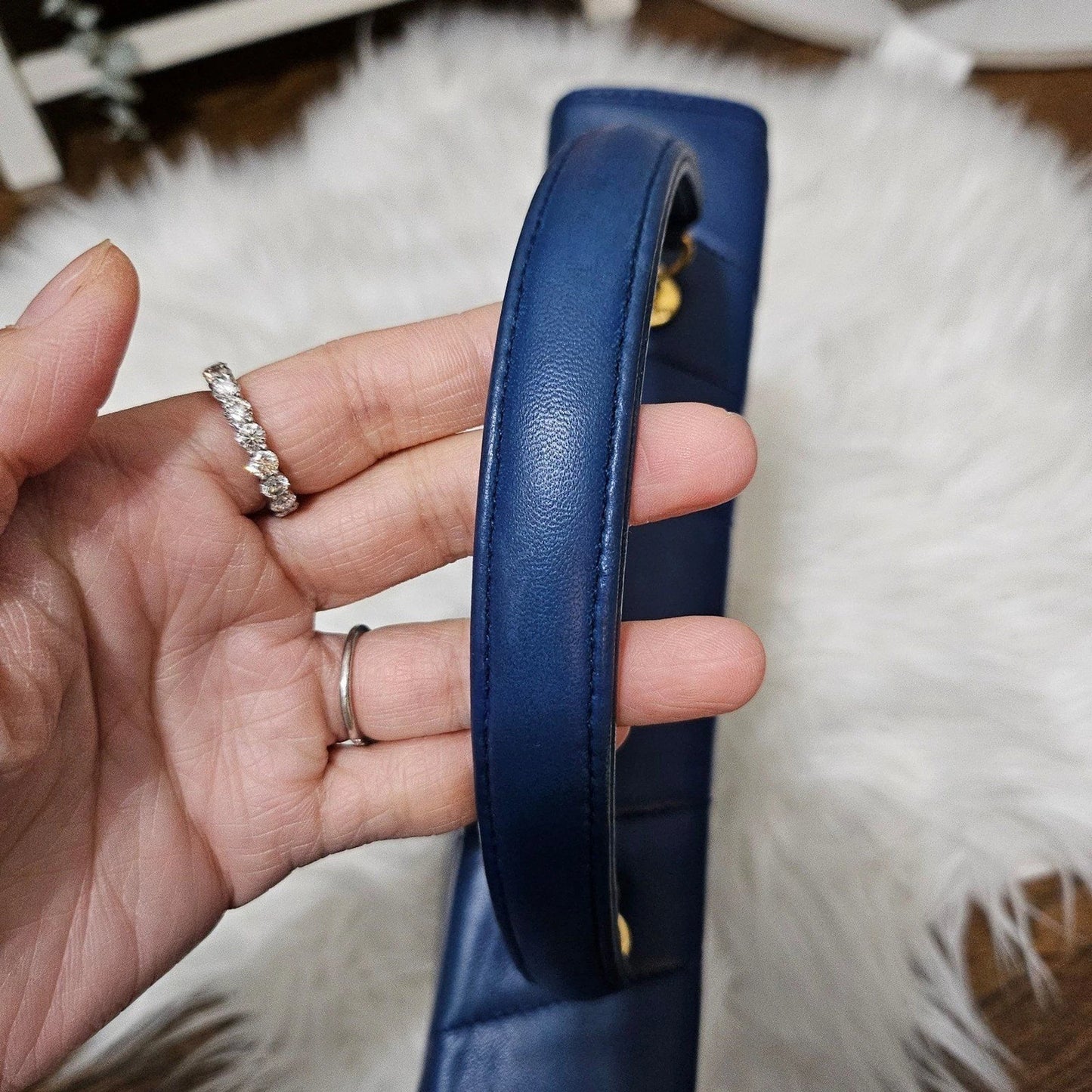 Vintage Tiffany & Co. 2-Way Suede Blue Genuine Leather Crossbody Handbag Bag
