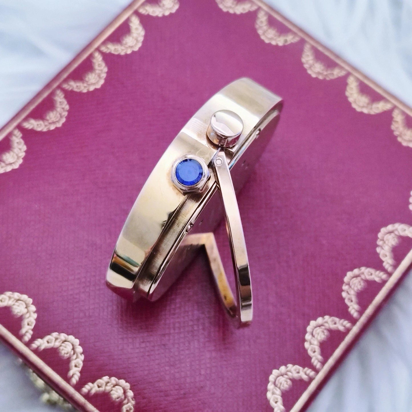 Vintage Cartier Baignoire Travel Desk Clock Swiss Made Rose Gold Tone w/ Box