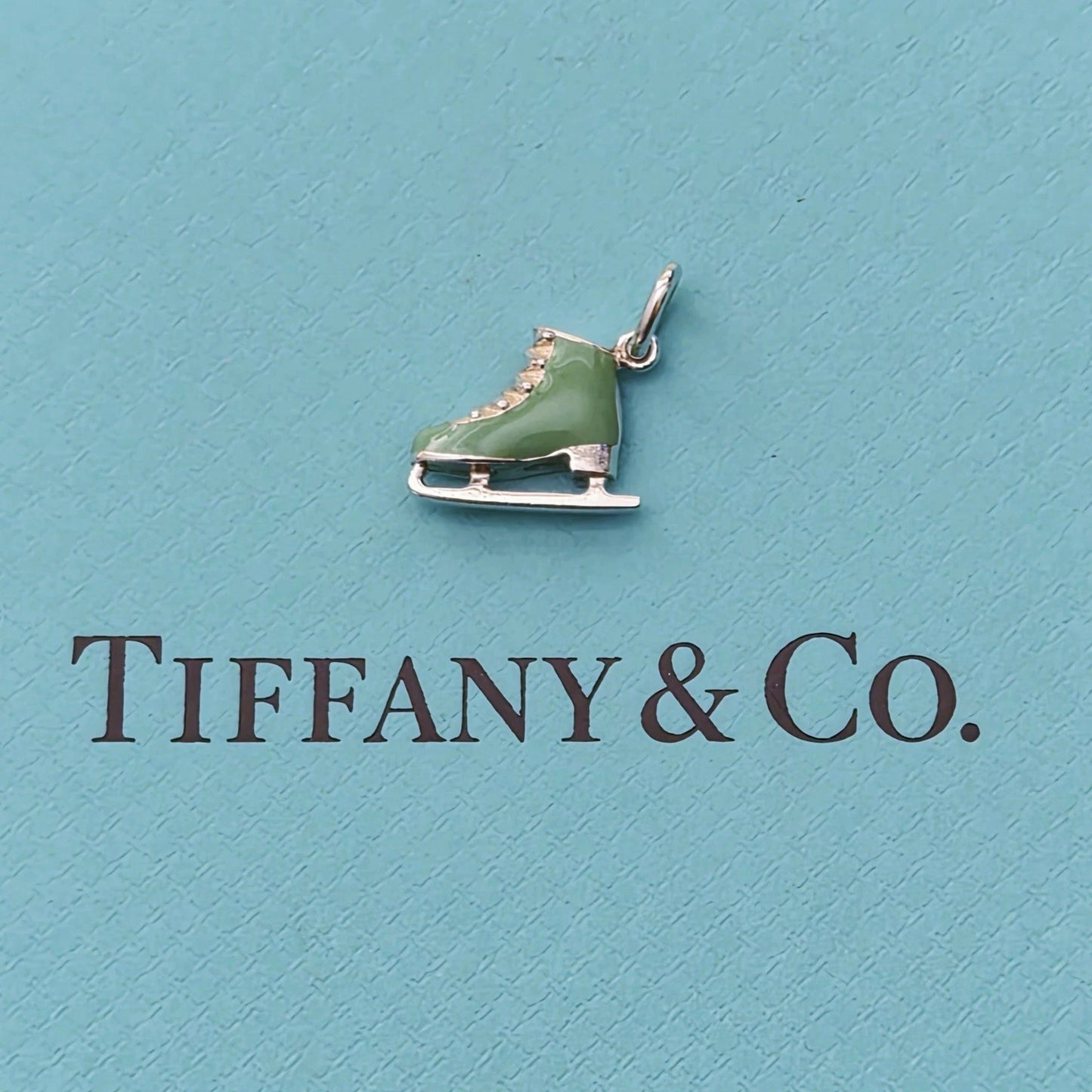 RARE Tiffany & Co. Ice Skate Shoes Blue Enamel Sterling Silver Charm Pendant