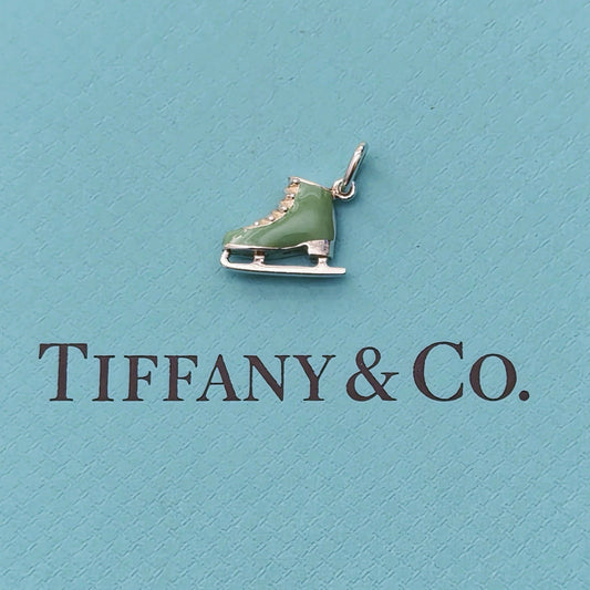 RARE Tiffany & Co. Ice Skate Shoes Blue Enamel Sterling Silver Charm Pendant