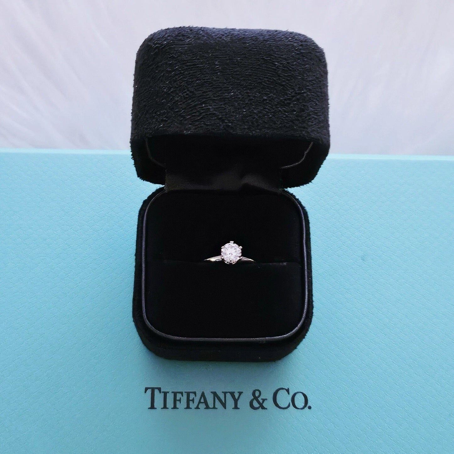 $7,300++ Tiffany & Co. Solitaire Platinum Diamond Engagement Ring .62 TCW