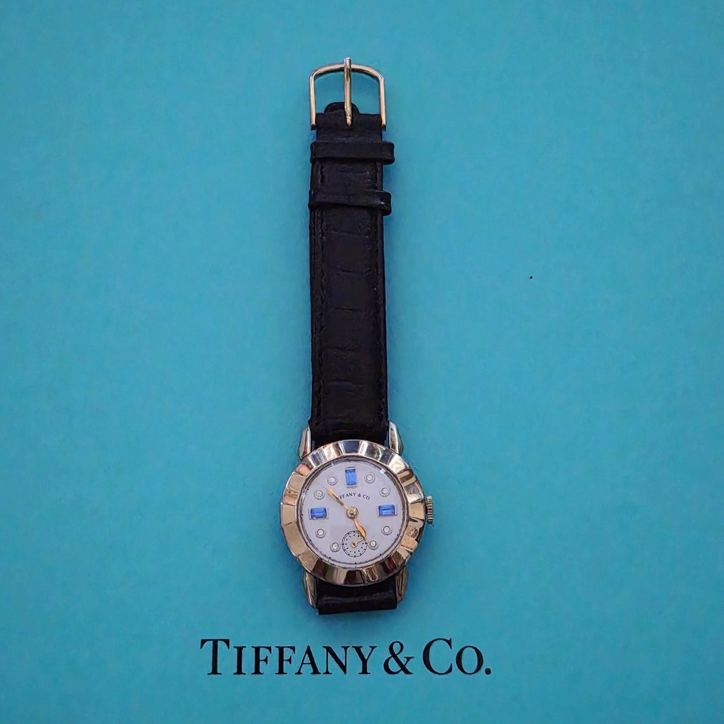 RARE Vintage Tiffany & Co. Manual Winding Watch Blue Sapphire Diamond For Parts