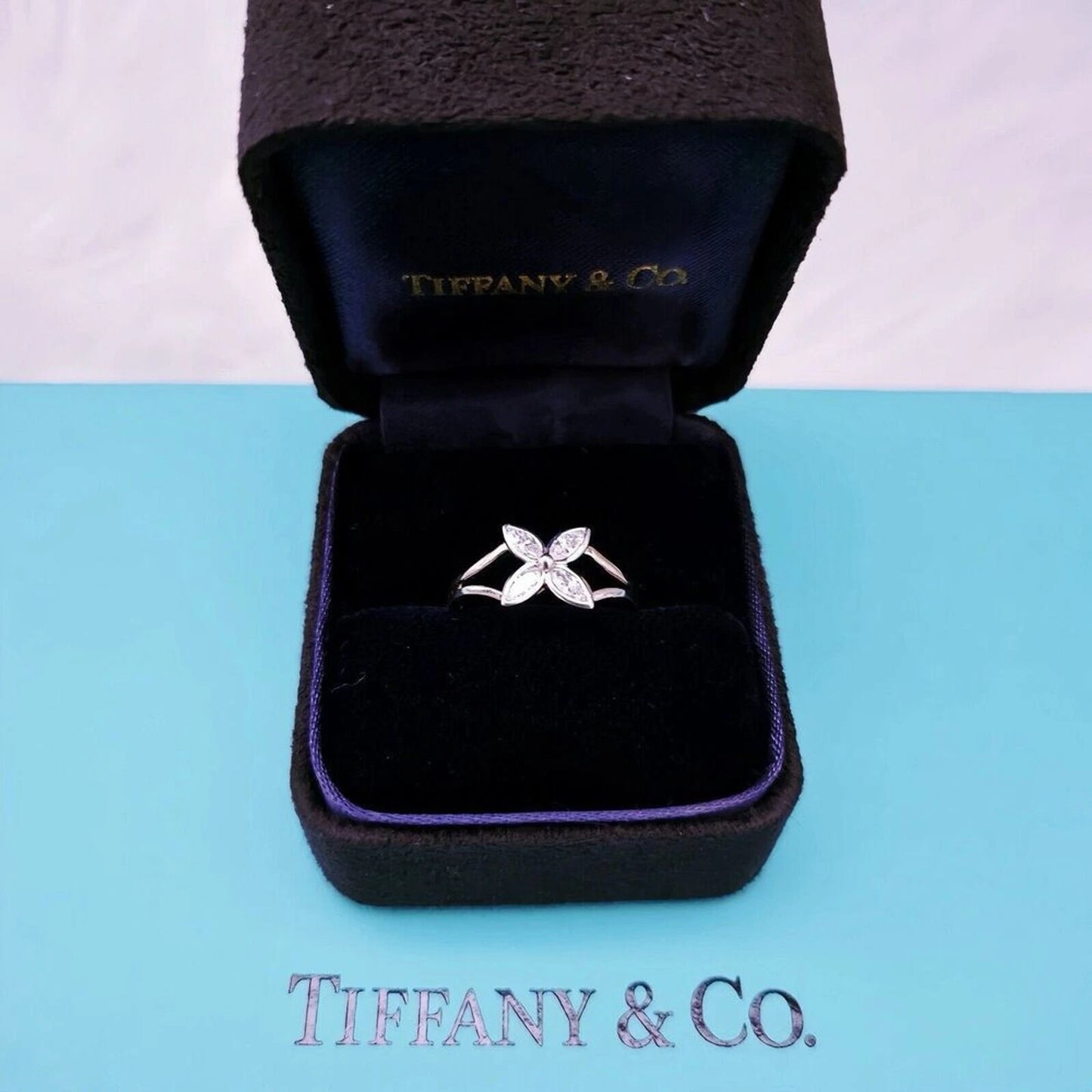 Vintage 1997 Tiffany & Co. Victoria Marquise Diamond Platinum Ring US 6.5