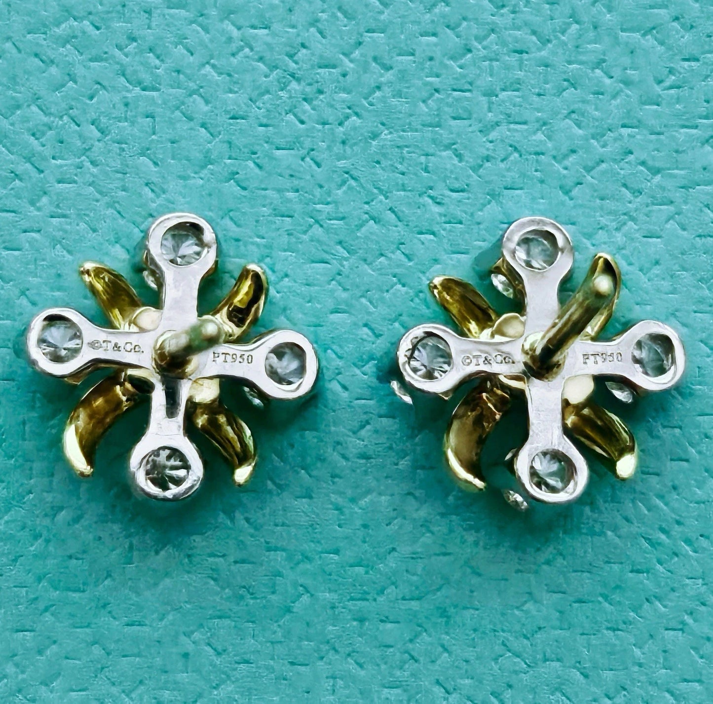 Tiffany & Co. Jean Schlumberger Lynn Earrings 18k Yellow Gold/Platinum 0.28 CTW