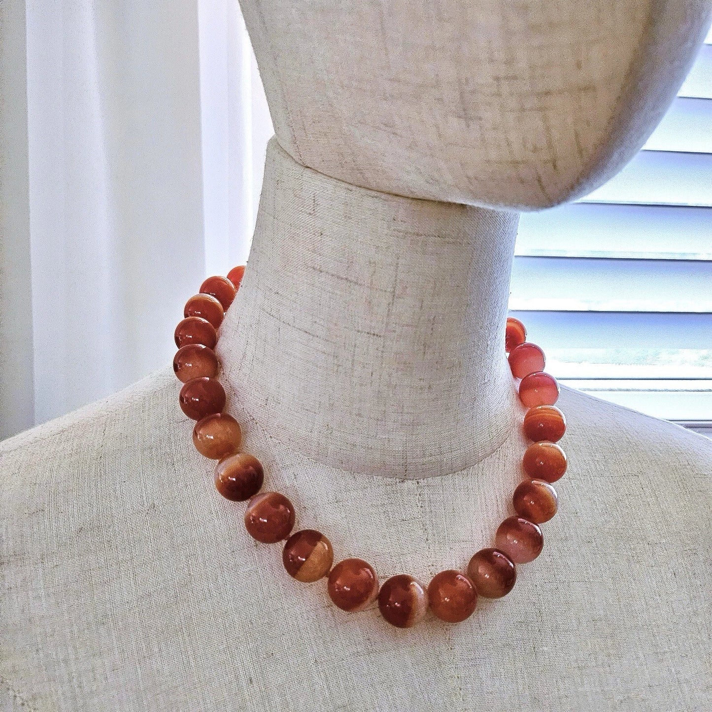RARE Tiffany & Co. Paloma Picasso 16mm Red Agate Bead Gemstone Silver Necklace