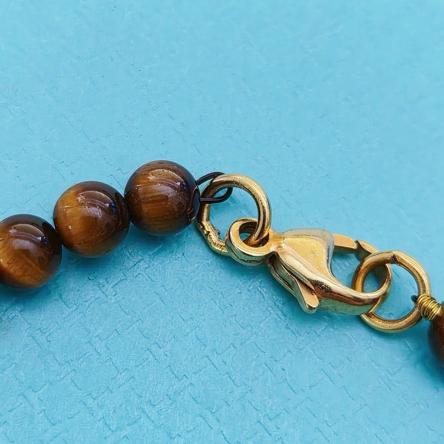 RARE Tiffany & Co. 18K Gold 4mm Tiger Eye Bead Bracelet Return To Tiffany Tag
