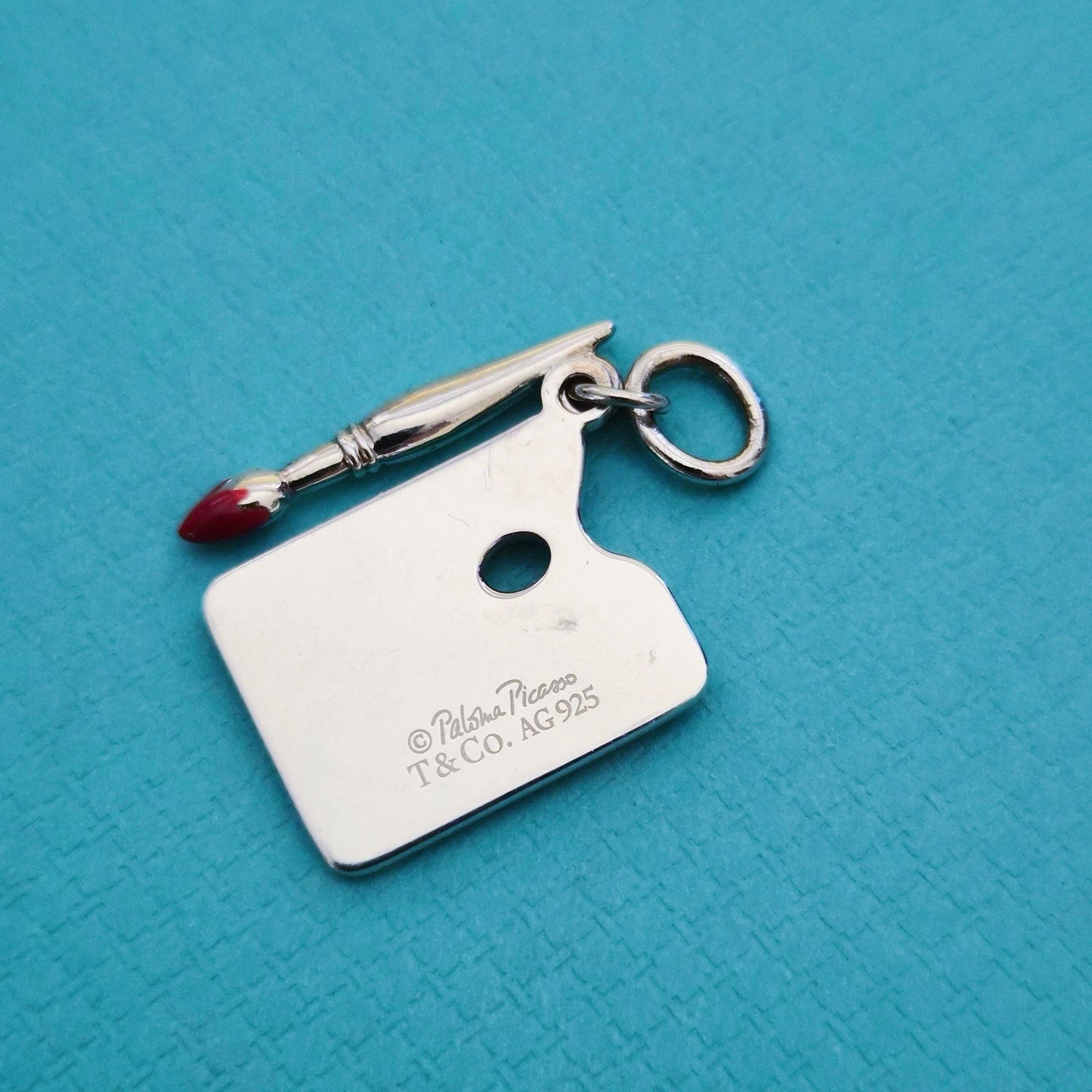 RARE Tiffany & Co. Paloma Picasso Paint Palette Silver Enamel Charm Pendant