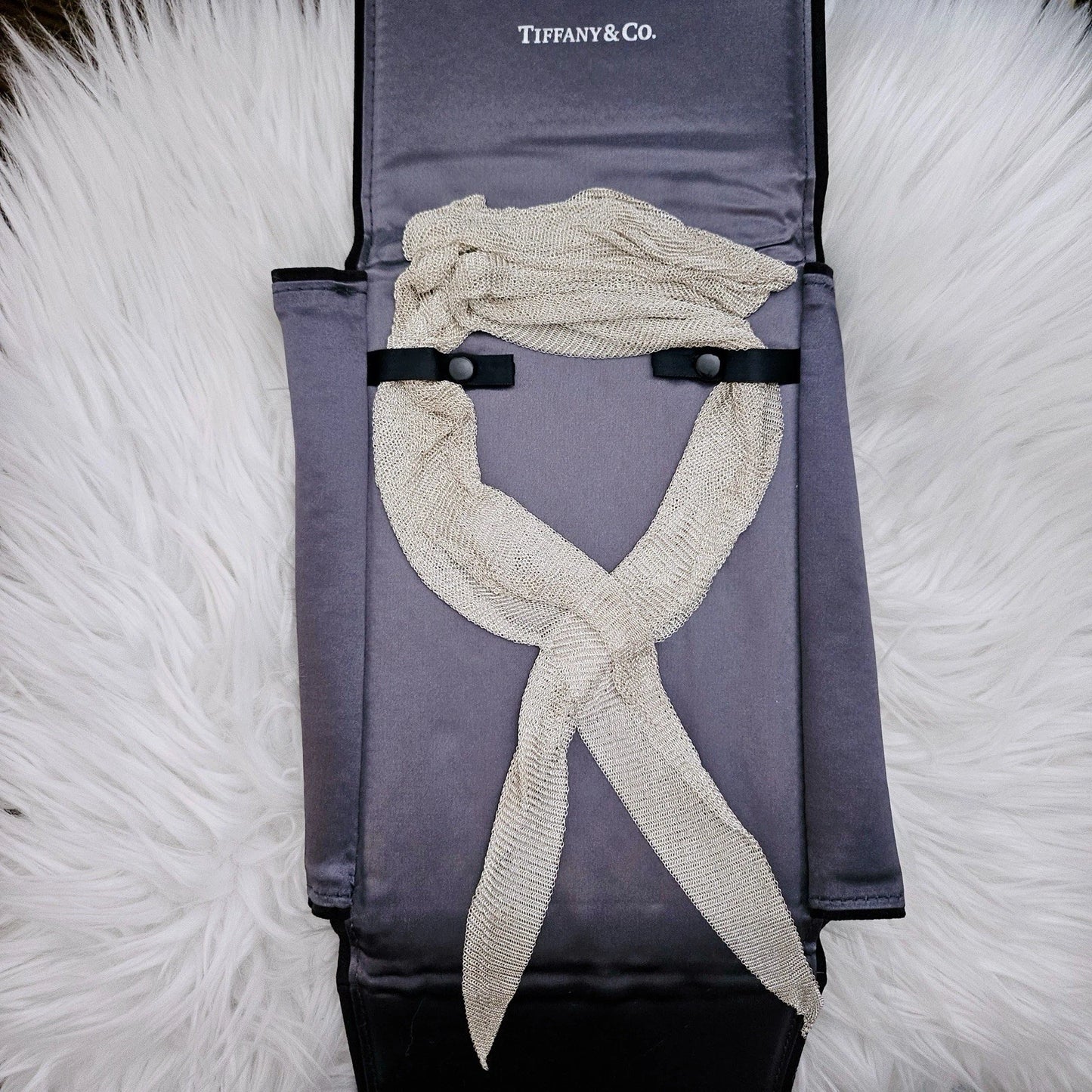 $6,000++ Tiffany & Co. Elsa Peretti Mesh Scarf Sterling Silver Necklace 41 inch