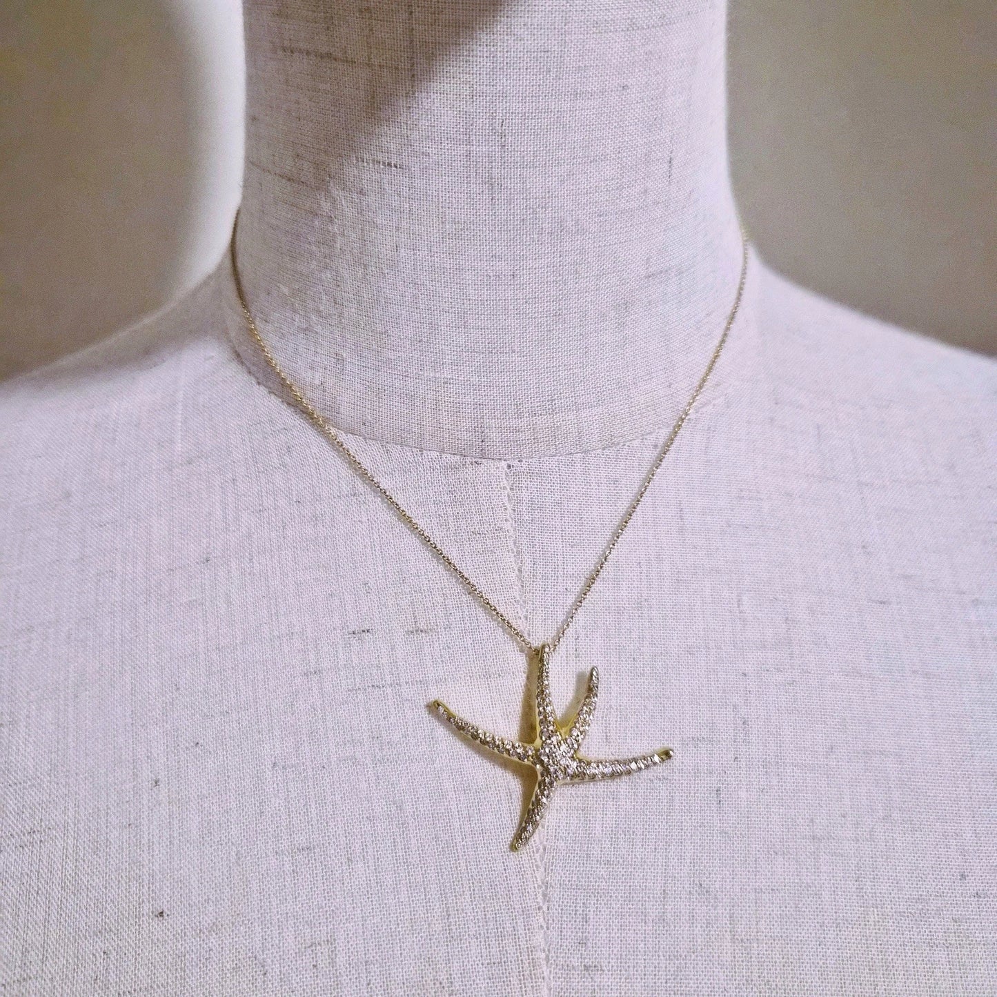 Vintage Tiffany & Co. Elsa Peretti 18k Pave Diamond Large Starfish Necklace