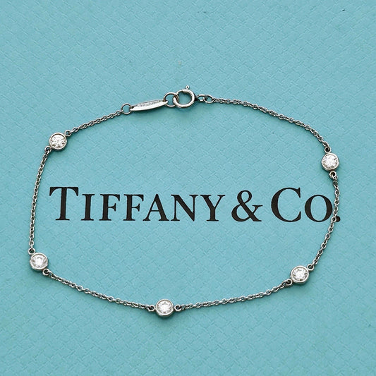 $5,200++ Tiffany & Co. Elsa Peretti .40tcw Diamond By The Yard Platinum Bracelet