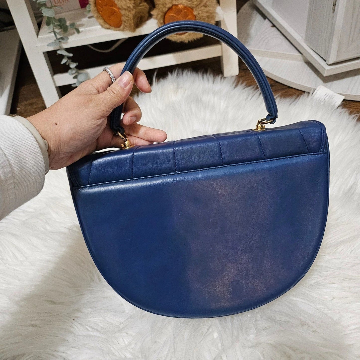 Vintage Tiffany & Co. 2-Way Suede Blue Genuine Leather Crossbody Handbag Bag